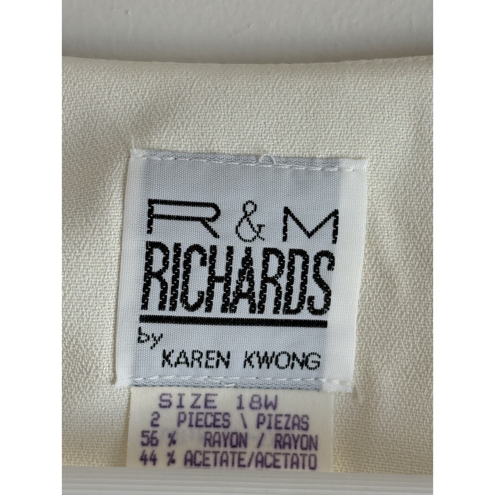 NWT R&M Richards by Karen Kwong Vintage Ivory Beaded Lace 2-Piece Blazer Set 18W - Picture 9 of 12